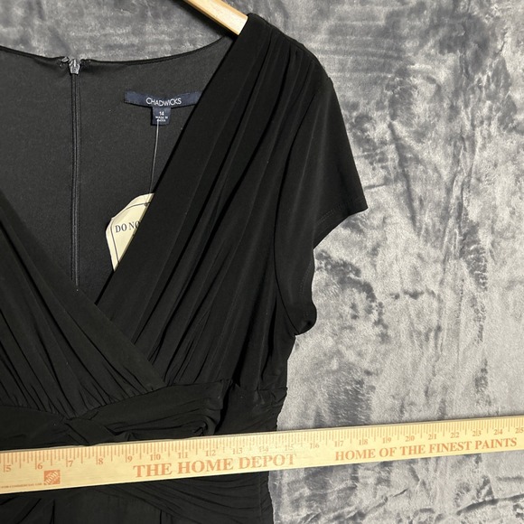 Chadwick's Women's 14 Black Midi Dress Body Shaper Slip Empire Waist Zipper - Picture 14 of 16